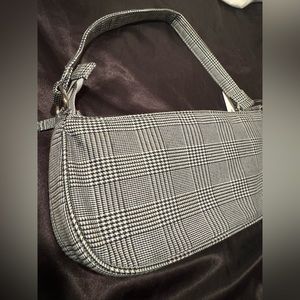 Urban Outfitters, baguette shoulder bag, plaid black/white. NWT NEW WITH TAGS